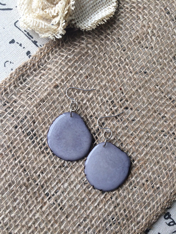 Gray Tagua Nut earrings