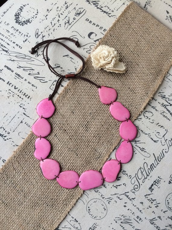 pink simple tagua necklace