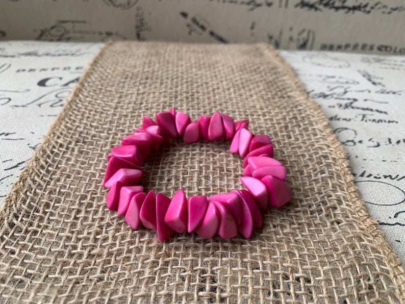 Pink beaded tagua bracelet