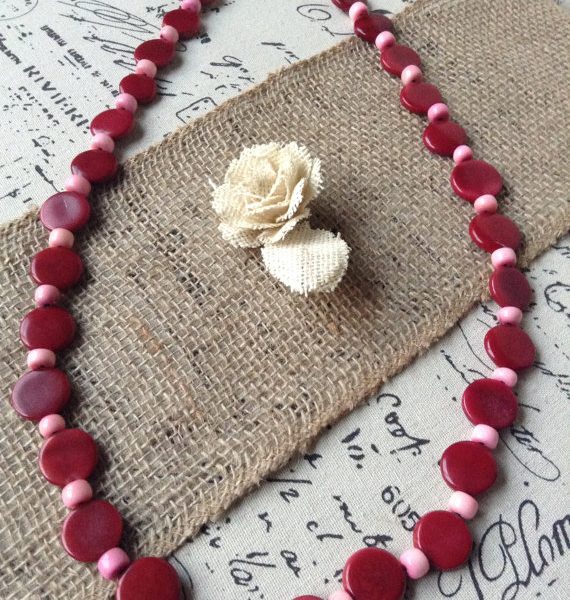 TAGUA NUT EXTRA LONG RED NECKLACE