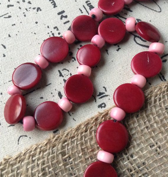 TAGUA NUT EXTRA LONG RED NECKLACE