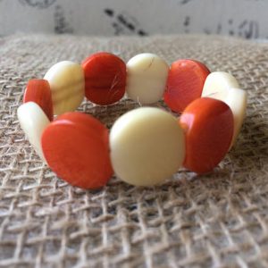 ORANGE AND BEIGE BEADED BRACELET FOR LITTLE GIRLS