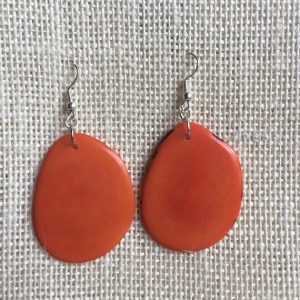 TAGUA NUT DANGLE AND DROP ORANGE EARRINGS