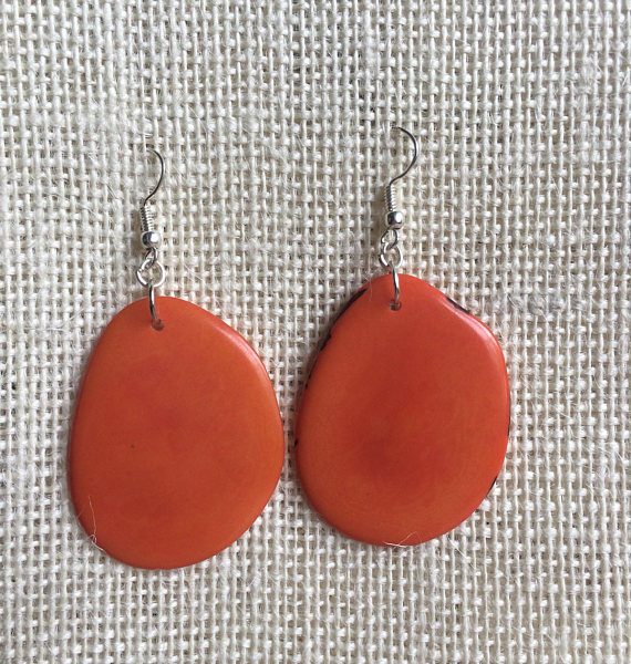 TAGUA NUT DANGLE AND DROP ORANGE EARRINGS