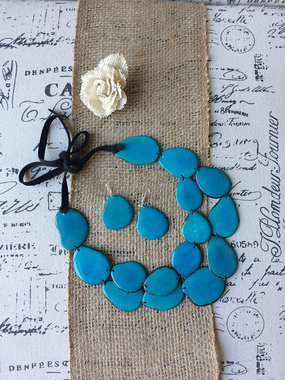 TURQUOISE STATEMENT LAYERED NECKLACE AND EARRINGS SET