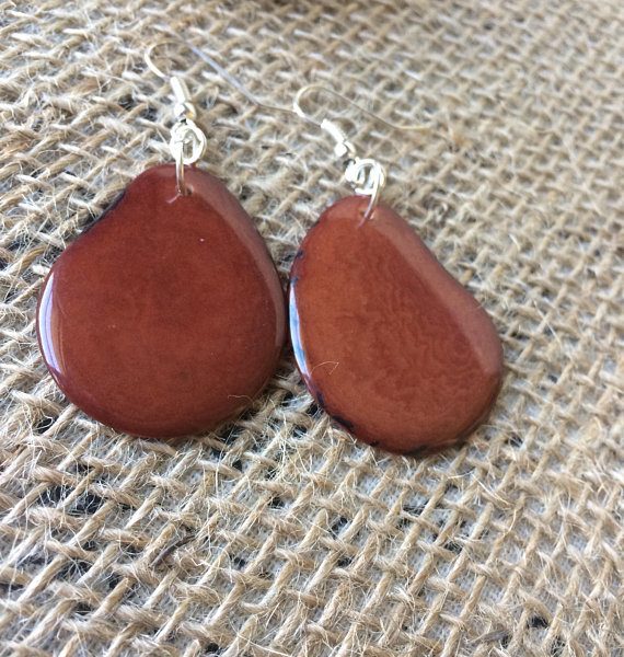 Big brown tagua earrings