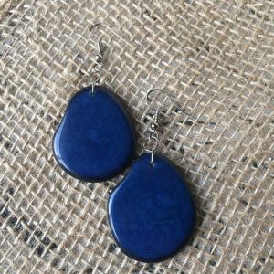 Blue tagua nut earrings