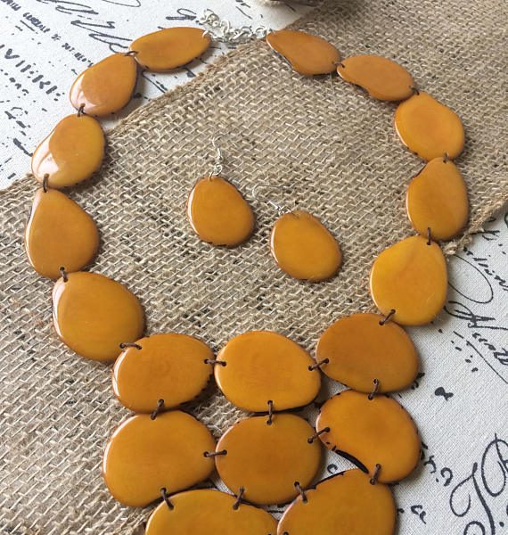 BUTTERSCOTCH AMBER YELLOW NECKLACE MADE OF ECO FRIENDLY TAGUA