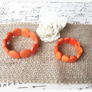 ORANGE HANDMADE TAGUA NUT BRACELETS - MOMMY AND ME SET