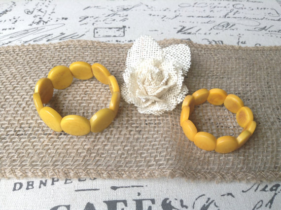 YELLOW HANDMADE CHUNKY BRACELETS MOMMY AND ME SET