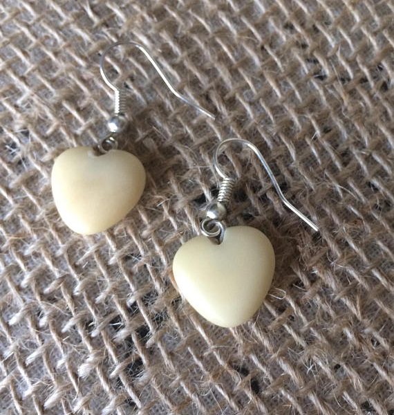 Heart tagua nut earrings
