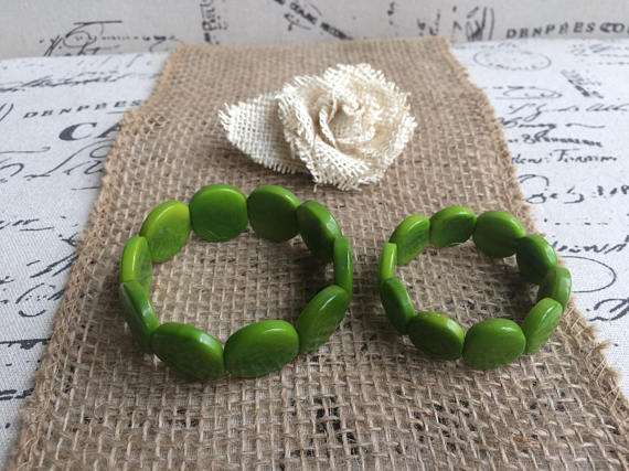 Green mommy and me Tagua nut bracelets