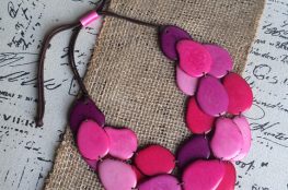 Pink Tagua nut layered necklace