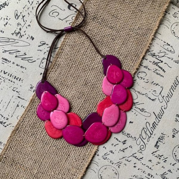 Pink shades tagua necklace