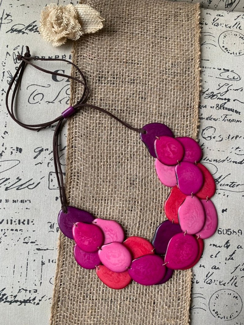 Pink shades tagua necklace