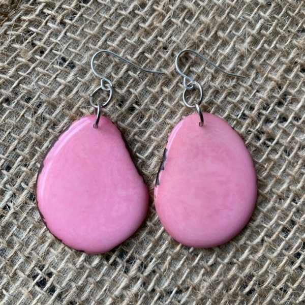 pink tagua earrings