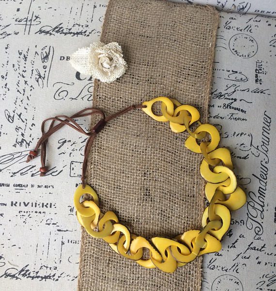 Oversized Yellow Tagua Necklace