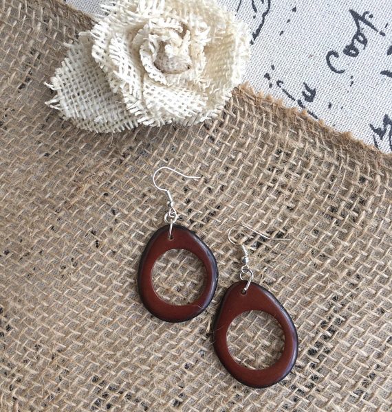 Brown Statement Tagua Earrings