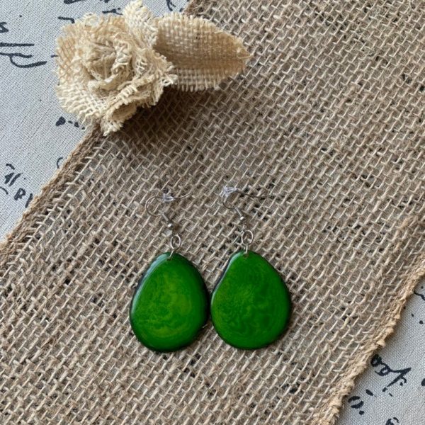 Green tagua nut earrings