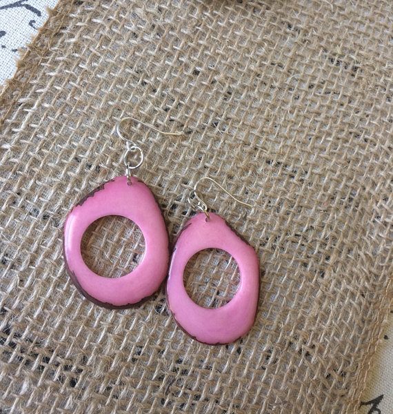 Pink Tagua nut earrings