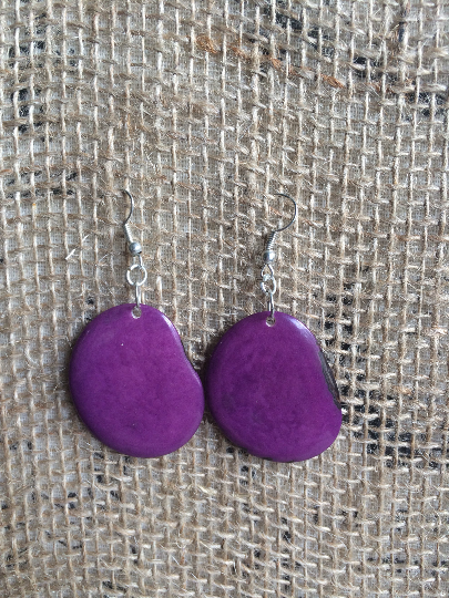 Big Purple Statement Tagua Nut Earrings