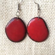 Red statement tagua earrings