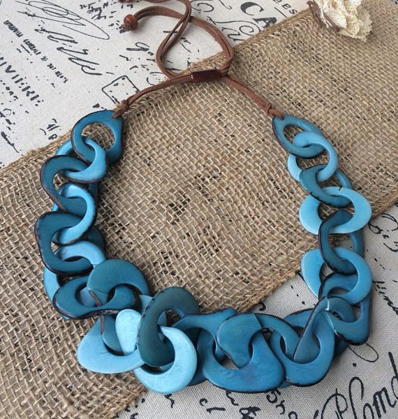 HUGE TURQUOISE TAGUA NUT NECKLACE