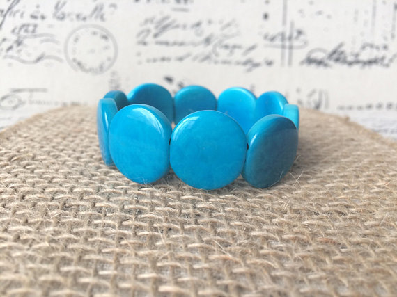 Turquoise Tagua Round Bead Bracelet