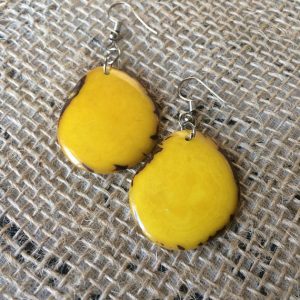 Yellow Tagua Nut Dangle Earrings