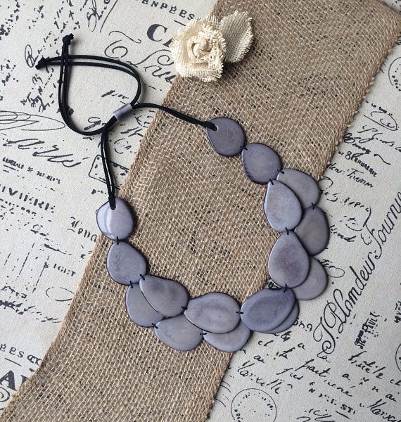 Gray Double layer Tagua nut necklace