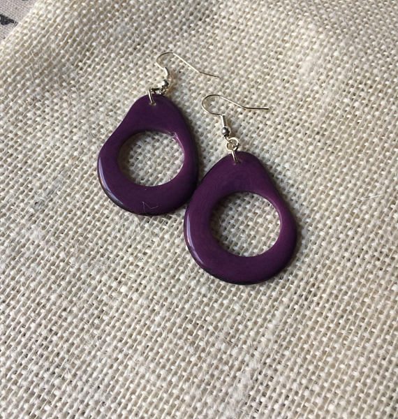 Big dangle purple earrings