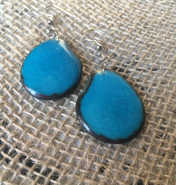 Turquoise tagua earrings