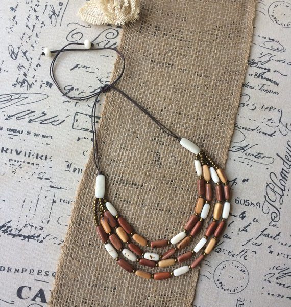 Brown tagua necklace 4 layers