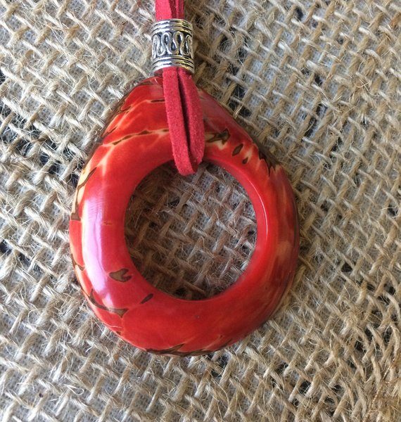 red pendant tagua necklace