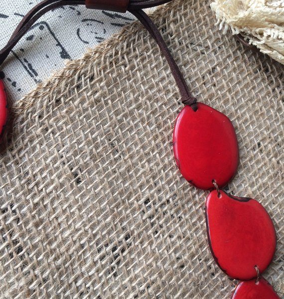 Red simple tagua necklace