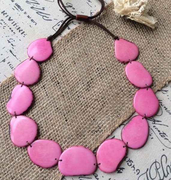 pink single strand necklace