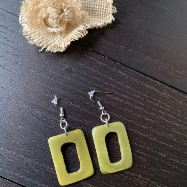 Olive Green tagua earrings