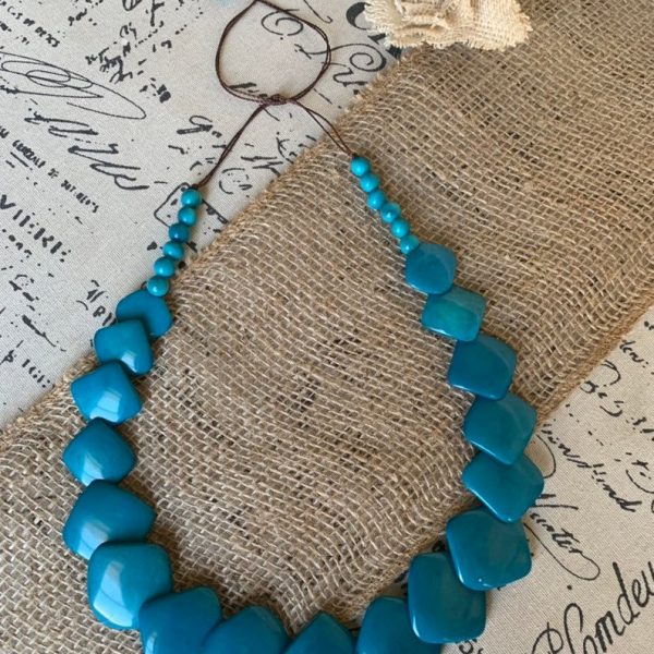 Turquoise beaded tagua necklace