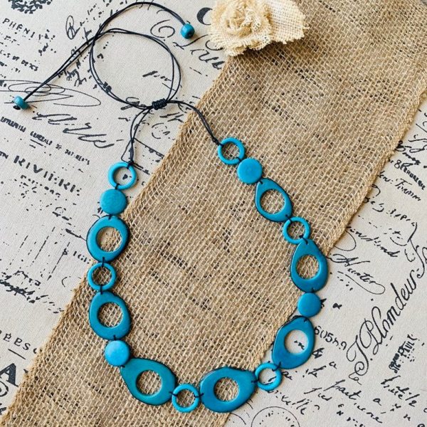 Turquoise Geometric Tagua Necklace