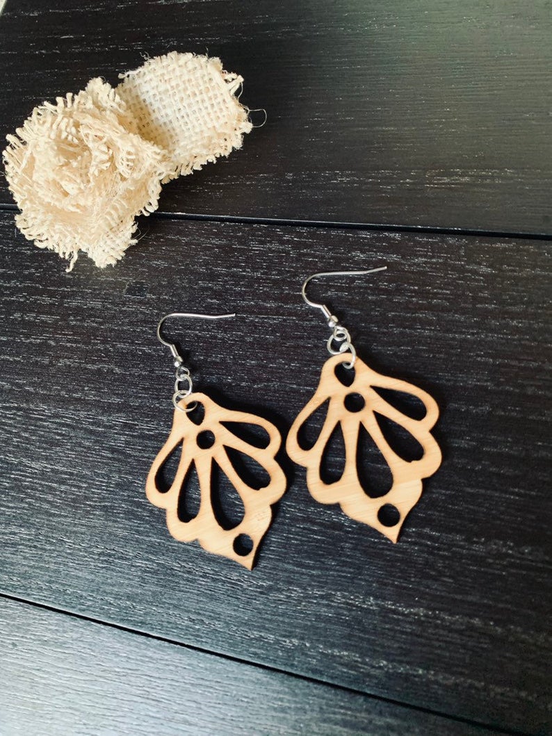 Natural Bamboo Wooden Earrings