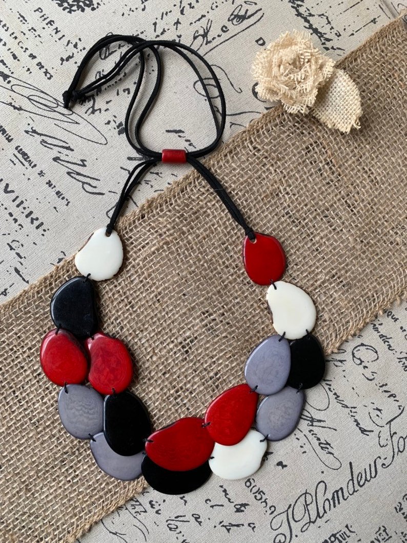 Multi Color Statement Tagua Necklace