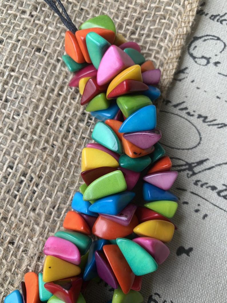 Rainbow Tagua Nut Beaded Necklace - Galapagos Tagua Jewelry