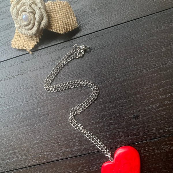 Red Heart Necklace Made of Tagua Nut