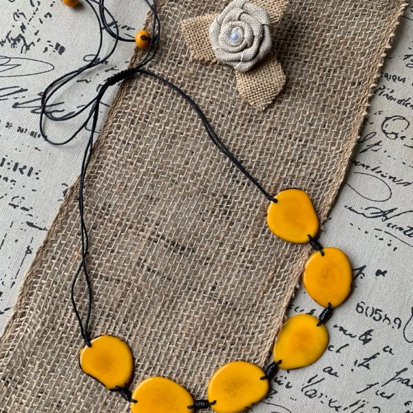 Yellow Bib Tagua Nut Necklace