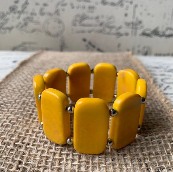 Yellow Geometric Tagua Nut Bracelet