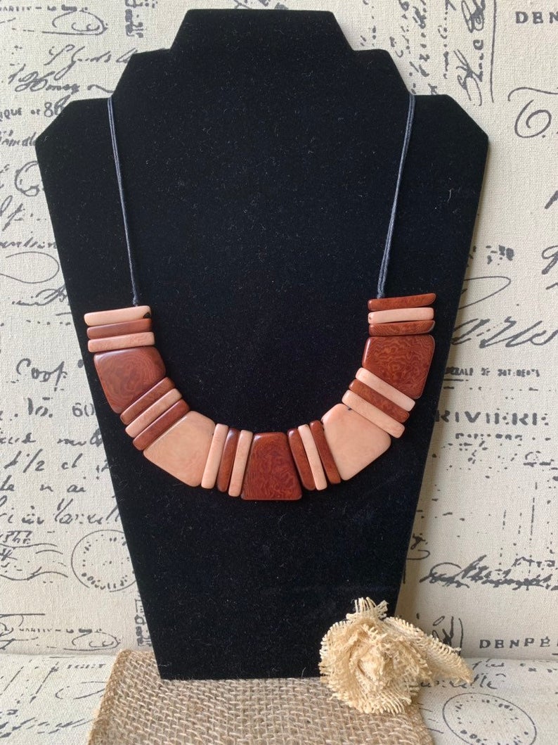 Brown Geometric Tagua Nut Necklace