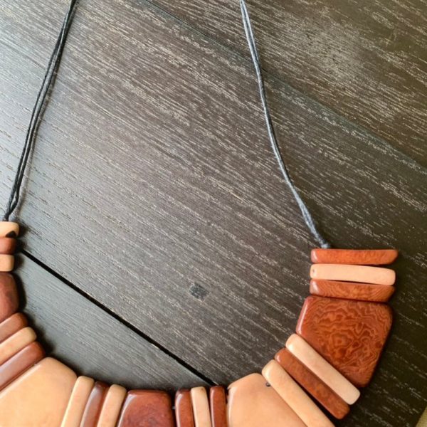 Brown Geometric Tagua Nut Necklace