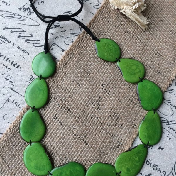 Green Single Layer Tagua Nut Necklace