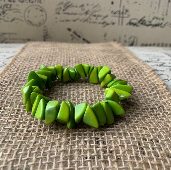 Lime Green Handmade Tagua Nut Bracelet