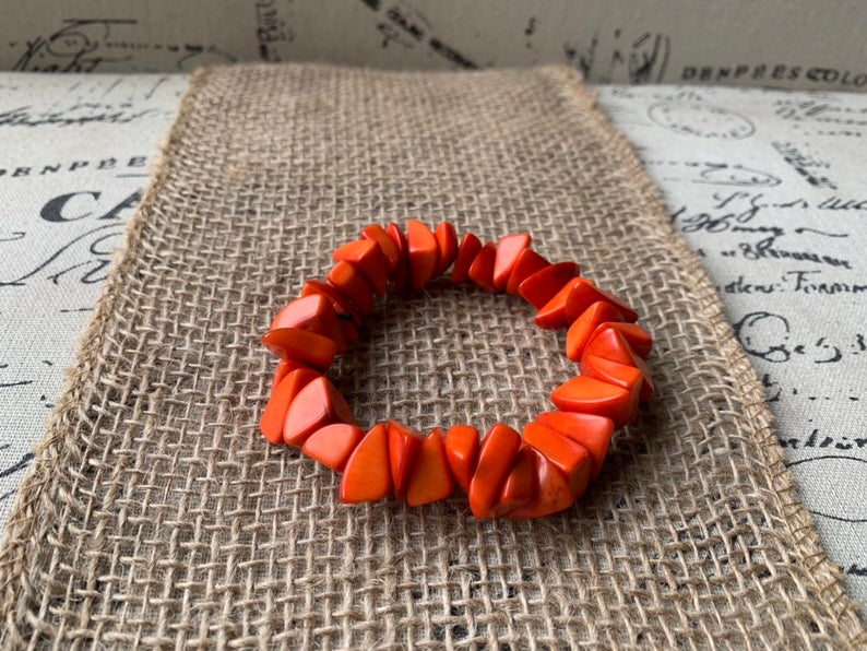 Orange Handmade Tagua Nut Bracelet